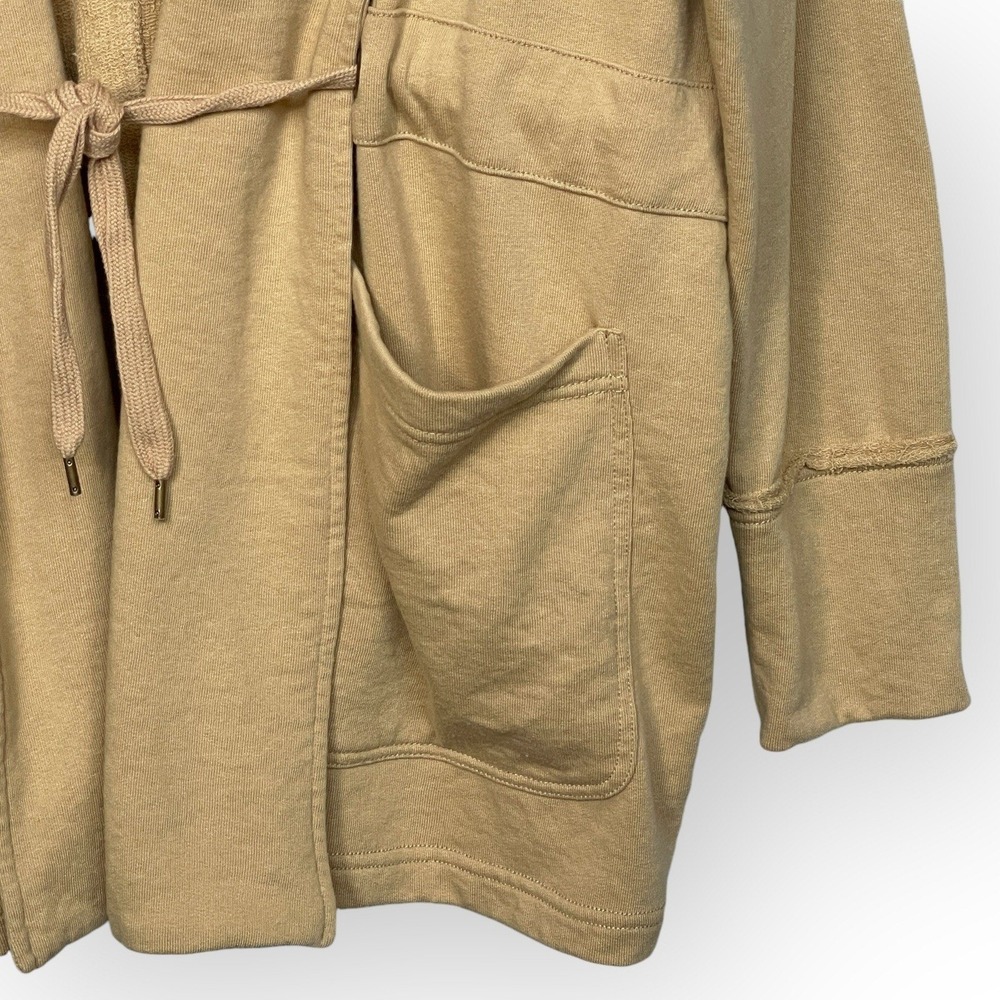 Knox Rose Womens XL Tan Drawstring Waist Open Front French Terry Cardigan Jacket - Picture 5 of 11